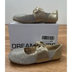 Dream Pairs Angie Gold Rhinestone Bow Flats Kids Girls Size 2 NEW